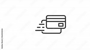 Animated delivery linear icons set. Send and receive parcel. Correspondence. Credit card. Seamless loop HD video with alpha channel on transparent background. Outline motion graphic animation