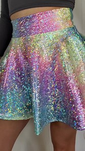 High Waist Skater Skirt - *rainbow Avatar Holographic* | CHOOSE LENGTH | Rave Skirt, Festival Outfit, Lover Ombre Mini Skirt - Etsy