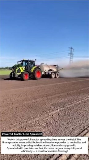 Powerful Tractor Lime Spreader! 🌾 Advanced Soil Conditioning Machine in Action