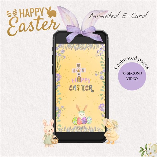 Animated Easter Video Greeting Card, Self-editable Canva Digital E-card Template - Etsy