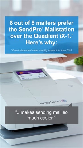 8 out of 8 mailers prefer the SendPro Mailstation