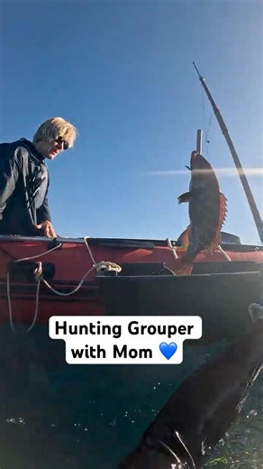 Polespearing Tiger Grouper with Mom