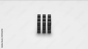 Abstract 3d rendering of array of cube shape with random rotating effect in isometric view. Computer generated loop animation. 4K seamless motion design