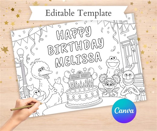 Personalized Sesame Street Coloring Page Birthday Activity Street Monsters Digital Pages - Etsy