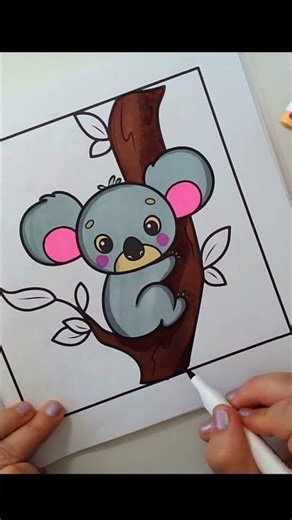 Cute Koala on a Tree and Rainbow🐨🌈 #art #asmr #koaladrawing #cute