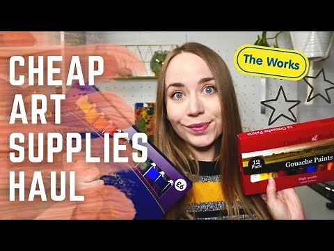 TRYING ART SUPPLIES FROM THE WORKS | Cheap Gouache and Acrylic Paints Haul