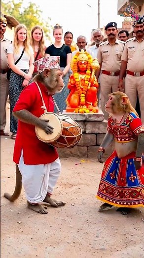 “Dancing Monkeys at Hanuman Festival | Traditional Music & Street Celebration”#shorts #hanuman