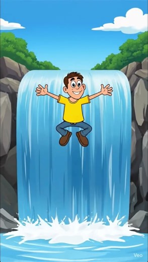 cartoon boy jumping top of water falls video #shorts