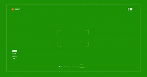 focus finder camera view video viewfinder with rec led on and empty battery blinking, with chroma key green