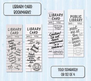 Library Card Bookmarks | Bookmark Set or Single | Laminated Bookmark | Gift for Book Lover | Reading Accessory | Optional Tassel - Etsy