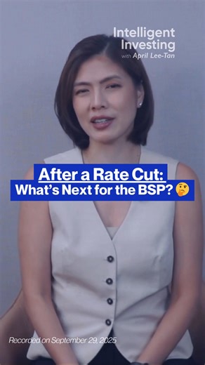8.1K views · 152 reactions | A rate cut as early as October? 類 BSP Gov. Eli Remolona signals it’s possible if economic growth slows, but rules out larger moves. What signals is the BSP waiting for before easing policy? Get the full breakdown on the newest episode of Intelligent Investing, on YouTube @apriltanofficial! #IntelligentInvesting #MarketUpdates | April Lee Tan | Facebook