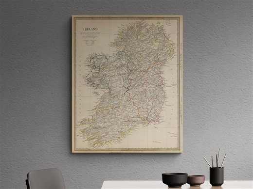 Antique Ireland Map 1842 Vintage Irish County Map Printable Wall Art Poster - Etsy