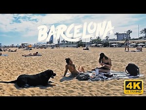 4K Walking Tour in Barcelona Beach 2023, Spain 🇪🇸