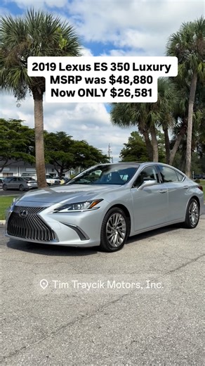 For just $26,581, you can own this amazing 2019 Lexus ES 350 Luxury. That is $3,569 BELOW the current retail book value. Call/Text Matt at (239) 691-4770 to schedule your test drive TODAY, or visit www.timmotors.com to see our complete selection of used Lexus and Toyotas. #lexus #toyota #luxury #luxurycars #fortmyers #florida #fortmyersbeach #sanibel #naplesflorida #usedlexus #youveneverbeentoadealershiplikethisbefore | Tim Traycik Motors, Inc. | Facebook