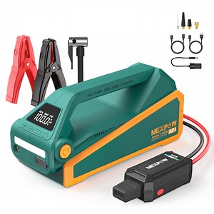 NEXPOW Jump Starter with Air Compressor, 4000A Car Battery Jump Starter, 150PSI Portable Tire Inflator, 12V Jump Box Battery Booster(All Gas/10L Diesel Engine), Green