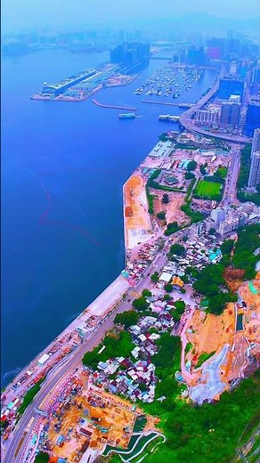Yau Tong aerial view looking toward old Kai Tak airport