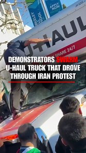 1.6M views · 11K reactions | WATCH: Dramatic footage shows demonstrators chasing down a U-Haul truck, smashing its windows and attacking the driver after the vehicle plowed through a large crowd during an anti-Iranian regime protest in Los Angeles. The Los Angeles Police Department said the U-Haul driver was detained and that one man was treated for injuries after being struck by the vehicle. | Fox News | Facebook
