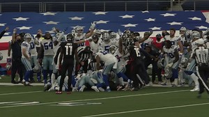 Field view: Cowboys' sideline erupts after onside kick recovery