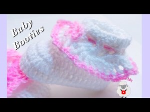 How to crochet cuffed baby booties NB, 0-3M & 3-6M Easy Crochet baby Booties Crochet for Baby #184