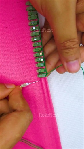 Beautiful Bead Border Lace Embroidery Design for Dress! #sewing #handbroidery #embroidery