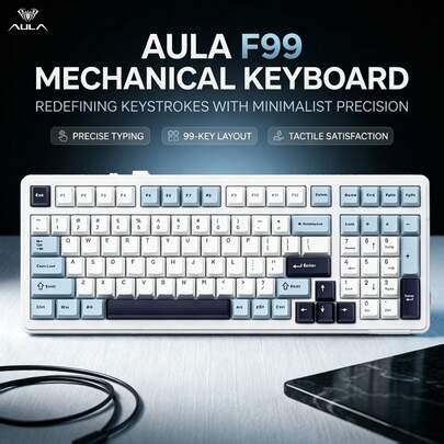 F99 Custom Gaming Mechanical Keyboard, Tri-Mode Wireless (Bluetooth 5.0+2.4G+Wired), 96% Compact Full-Key Layout, Gasket 5-Layer Sound Absorption Design, Soft And Quiet Typing, Full-Key Hot-Swappable For Free Shaft Replacement, 8000mAh Long Battery Life, RGB Backlight, PBT Side-Printed Keycaps, Driver Customization And Macro Programming, PC/FR4 Dual-Material Positioning Plate, Perfect For E-Sports And Office Use. | SHEIN