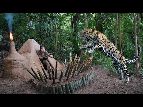 200 days of hunting wild animals, attacked by leopards, trapping wild chickens,linh tân Building