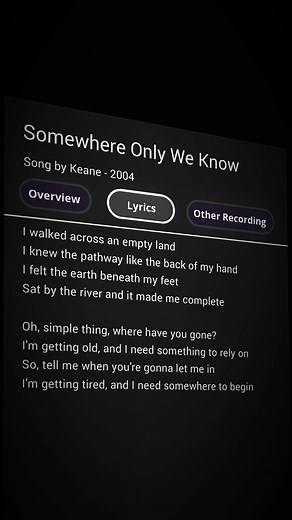 Somewhere Only We Know — Karaoke Lyrics (Keane)