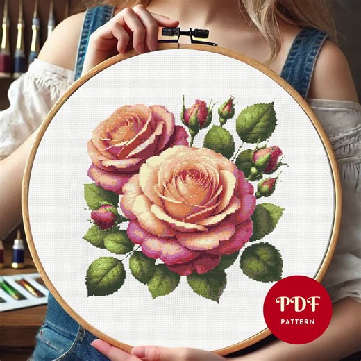 Highland Cow Cross Stitch Pattern, Country Western Embroidery Design, Needlepoint Chart, Easy Cross Stitch PDF Pattern, Instant Download,DIY