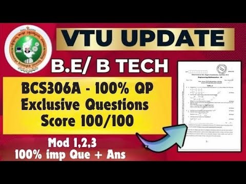 BCS306A Module 1,2,3 100% Exclusive score #importantquestions #vtu