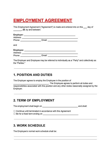 Employment Agreement Template Editable PDF & DOC | Employee Contract | Job Offer Terms | HR Legal Document - Etsy