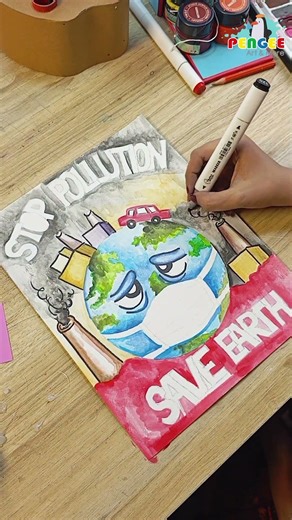 Stop Pollution | Save Our Planet 🌍💚 | STEM Poster Idea for School Project 🎨