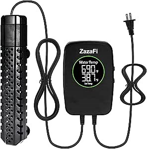 HiTauing Aquarium Heater, 500W Fish Tank Heater with LED Digital Display & 5 Safety Protection, Submersible Aquarium Heater with 2 Suction Cup and 8.2Ft Cord for 75-120 Gallon Fish Tank.