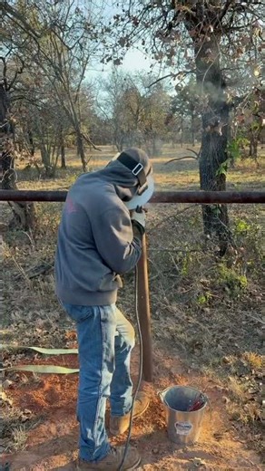 Pipe fence project we finished up. #welding #diy #farming #homestead #pipefence