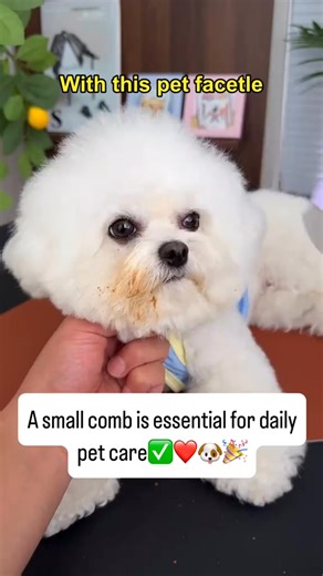 This small face comb is compact and convenient, making it perfect for daily grooming. It can be used to comb away eye gunk and trim the fur around the dog's mouth, and dogs don't resist it. #Great products for cute pets #Pet face comb #Dog comb #Pet grooming #Dog supplies | Suitablte