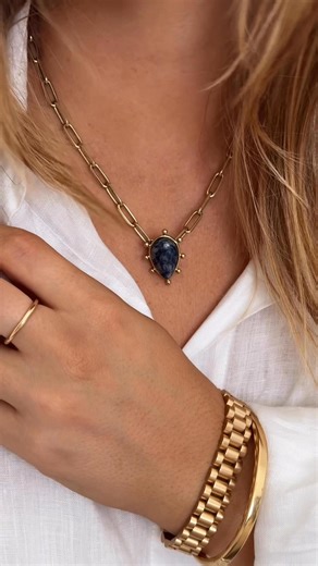 55K views · 23 reactions | ✨ Can’t get enough of the Bali Necklace! ✨ With its elegant boho vibe and striking sodalite gemstone inspired by deep ocean hues, it shines beautifully on its own as a statement piece. ✨ | James Michelle Jewelry | Facebook
