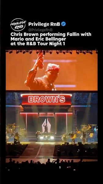 Chris Brown performing Fallin with Mario and Eric Bellinger at the R&B Tour Night 1