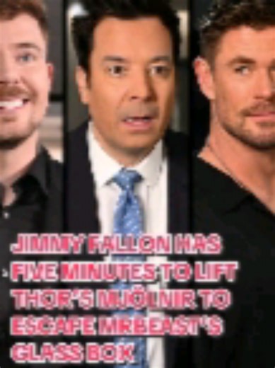 Jimmy Fallon has five minutes to lift Thor's Mjölnir to escape MrBeast's glass box before he runs out of oxygen! Chris Hemsworth #F