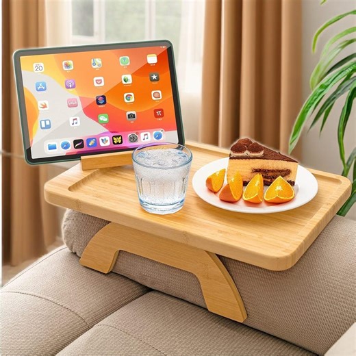 Bamboo Couch Arm Tray Table – Rotating Phone Holder, Sofa Desk - Etsy