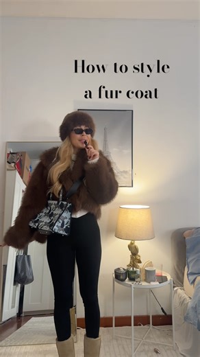 How to style a fur coat #outfit #furcoat #outfitideas #ootd #shorts #fashion