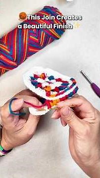 Beautiful Granny Square Join Without Sewing 🧶✨ #crochet #grannysquare #crochettutorial