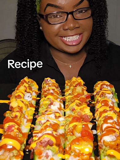 Let me show you how i made these Loaded Shrimp Cucumber Boats! IB @Benji Xavier #recipe #howtomake #cucumberboats #healthyrecipe @bibigo USA @Yo Mama's Foods