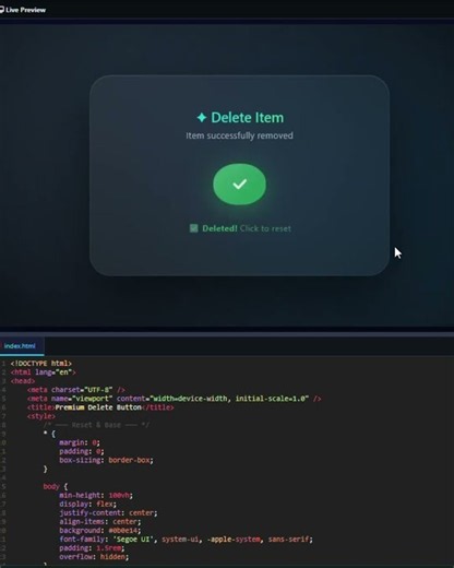 Amazing Delete Button UI Animation | HTML CSS JS