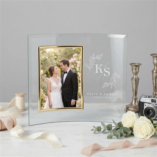 Personalized Wedding Glass Photo Frame, Engraved Keepsake for Photos, Custom Anniversary Gift for Couple, Elegant Clear Glass Wedding Decor - Etsy