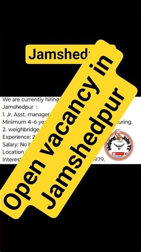 Job's in Jamshedpur #jobsearch #jssb #job #recentnews #jamshedpur #jsr #tata #hr #manager