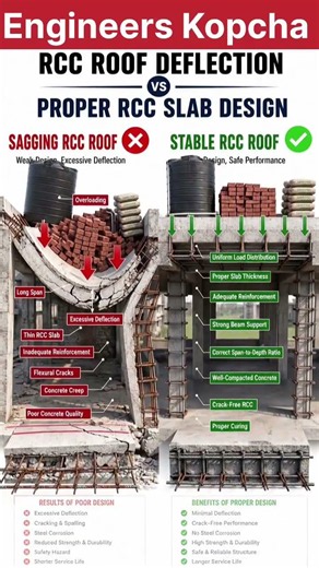 RCC Roof Deflection vs Proper Slab Design | Civil Engineering #construction #civilengineer