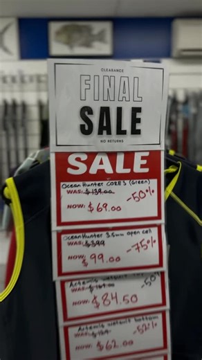 🔥 MASSIVE CLEARANCE SALE 🔥 We’ve just dropped a heap of clearance gear onto the website - heavily reduced and ready to move. On the list: 🧥 Ocean Hunter mens & womens wetsuits 🌊 Almost all Enth Degree items 🧒 Oceanpro kids wetsuits 🧤 Rob Allen gloves This one’s online only, but Cairns locals can still use Click & Collect 📍 and skip the shipping wait. Be quick, the good stuff won’t hang around - once it’s gone .. it’s gone for good. Link is in our bio 🔥 #diversworldspearfishing #spearfish