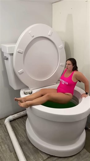 Falling into the Worlds Largest Toilet Green Swimming Pool #shrots