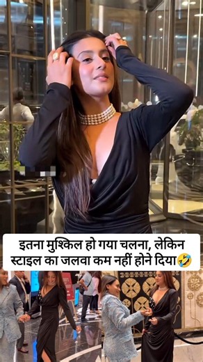 Isha malviya spotted in uncomfortable Black gown.
