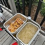 58,000 BTU Outdoor Fish Fryer with Baskets and Lid, 18 Qt. Propane Deep Fryer and 2 Inner Baskets, Ideal for Frying Fish, Chicken Wings, French Fries