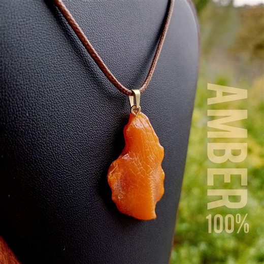 RAW AMBER Pendant, Natural Amber Pendant, Baltic Amber Jewelry, Amber Stone, Handmade Women’s Pendant, Unisex Vintage Pendant, Discount